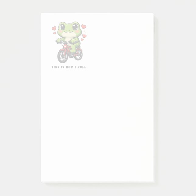 Post-it® Cute Cycling Frog | Kawaii Frog Bicycle Art (Devant)