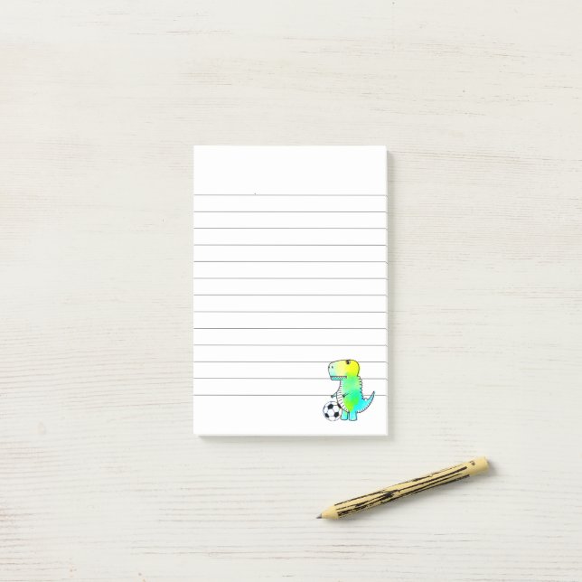 Post-it® Cute Dinosaur Aime Le Football Aquarelle Linné (Sur un bureau)