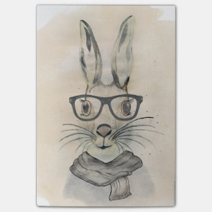 Post-it® Cute drôle d'aquarelle lapin avec lunettes et écha