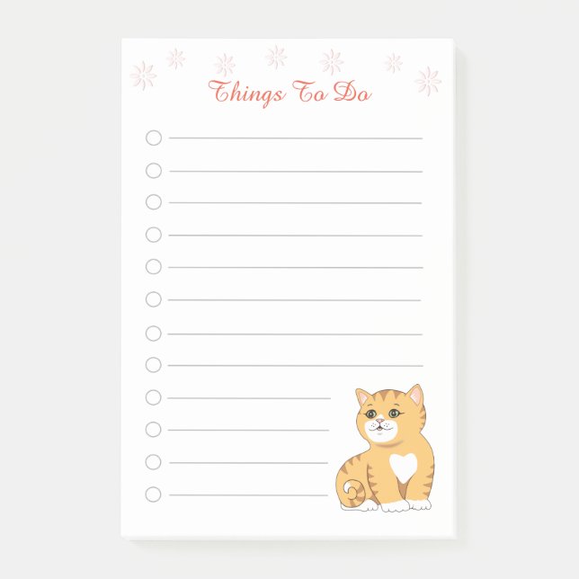 Post-it® Cute Ginger Kitty Chat Choses À Faire (Devant)