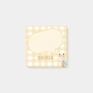 Post-it® Cute Giraffe Pastel Orange En vichy Motif
