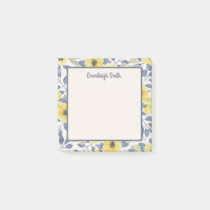 Post-it® Cute Girly Dusty Blue Jaune Fleurs crème
