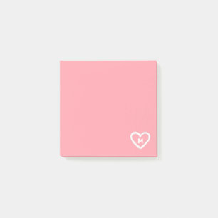Post-it® Cute Girly Pastel Coeur rose Monogramme initial