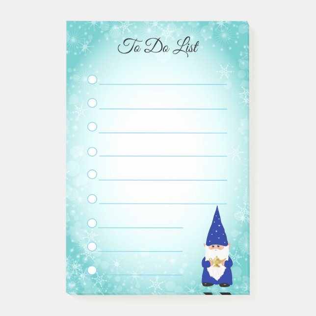 Post-it® Cute gnome sur fond turquoise et blanc (Devant)