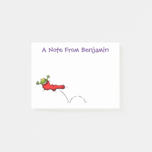 Post-it® Cute grenouille dans une chaussette rouge saut de  (Devant)