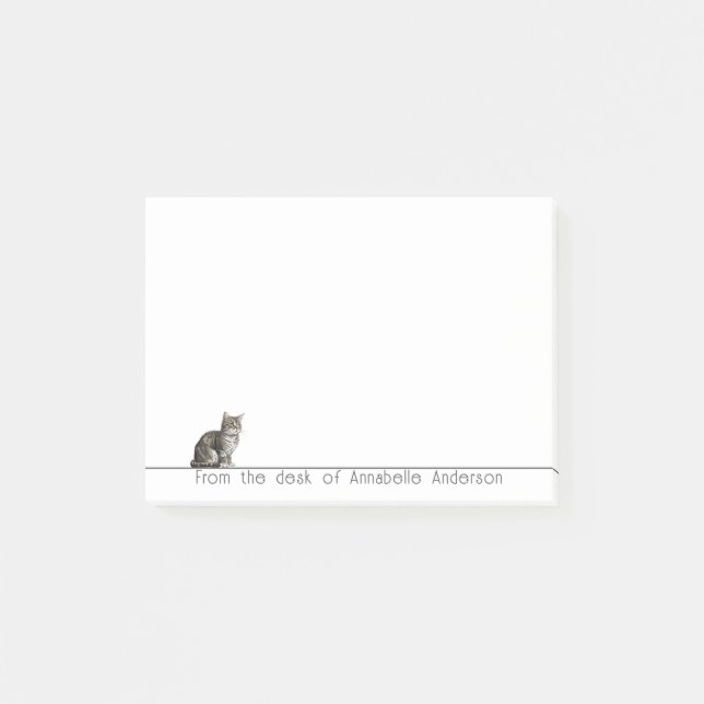 Post-it® Cute Grey Tabby Cat Personnaliser les notes (Devant)
