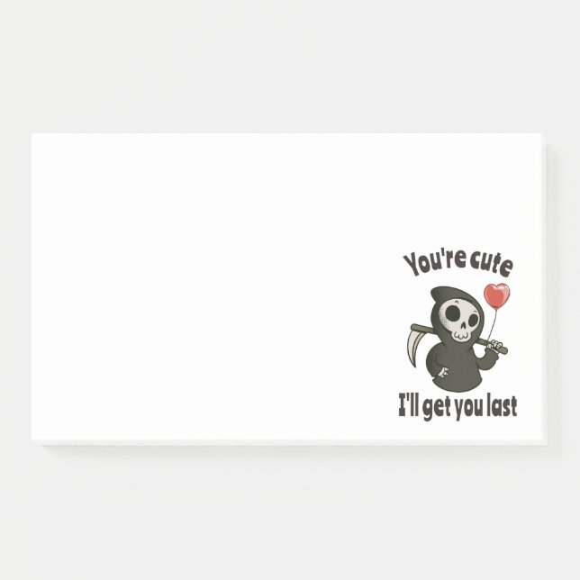 Post-it® Cute Grim Reaper avec coeur romantique (Devant)