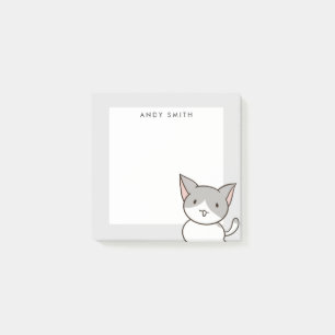 Post-it® Cute gris et blanc chat Personnalisé