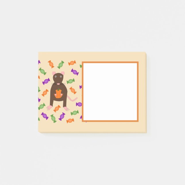 Post-it® Cute Halloween Rat et Citrouille (Devant)