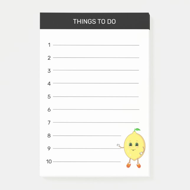 Post-it® Cute happy lemon Choses à faire sur blanc (Devant)