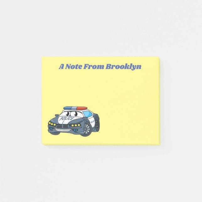 Post-it® Cute happy police car cartoon illustration (Devant)