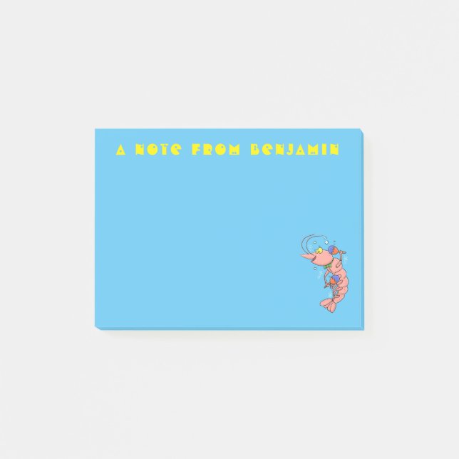 Post-it® Cute happy shrimp, dessin animé de crevettes (Devant)