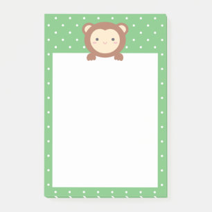 Post-it® Cute Kawaii Cartographie Singe Pois verts