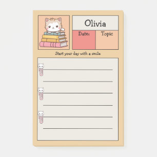 Post-it® Cute Kawaii Chat Sur Livres Personnalisé