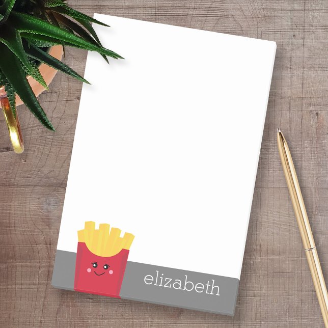Post-it® Cute Kawaii Fries françaises avec nom personnalisé (Custom Post-it Note Pads - Add your name and other text)
