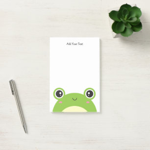 Post-it® Cute Kawaii Green Frog Texte personnalisé