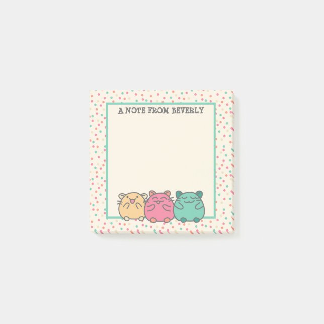 Post-it® Cute Kawaii Style Hamsters de Dessin Personnalisé (Devant)