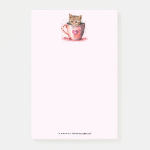Post-it® Cute Kitten dans un Teacup avec les coeurs