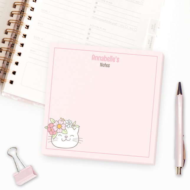 Post-it® Cute Kitten Kitty Chat Rose Nom de la fille (Cute Kitten Kitty Cat Pink Girly Name Post-it Notes)