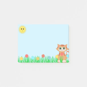 Post-it® Cute Kitty Chat sur bleu clair