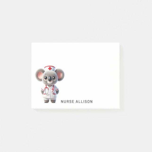 Post-it® Cute Koala Oear Nurse Personnalisée 4x4 (Devant)