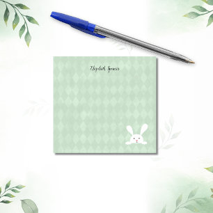 Post-it® Cute lapin blanc lapin Harlequin Motif   Green