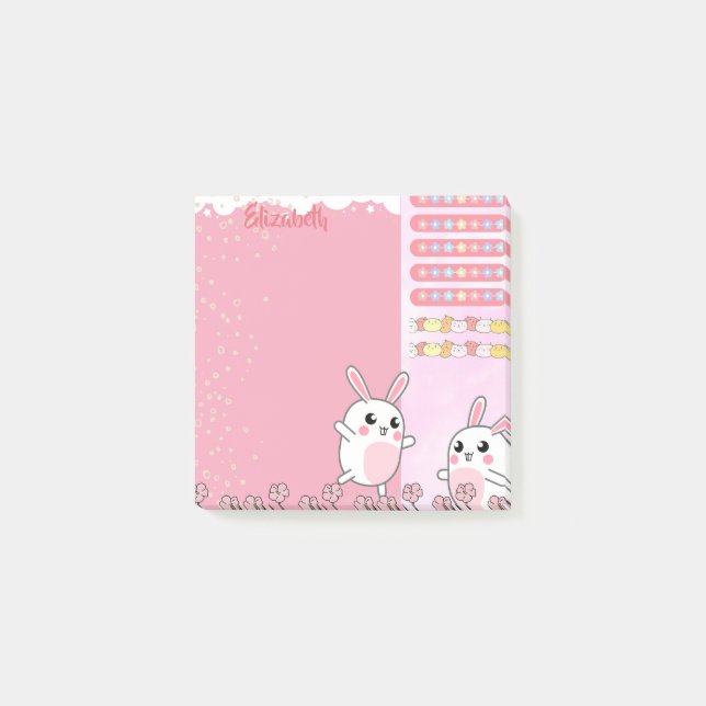 Post-it® Cute lapin rose personnalisé (Devant)