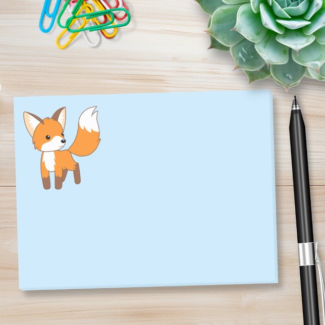 Post-it® Cute Little Fox sur Blue (Créateur téléchargé)
