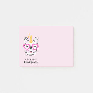 Post-it® Cute Little Frenchie Personnalisée  Rose