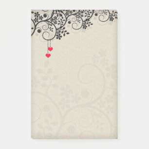 Post-it® Cute Little Red Hearts Design Floral