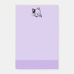 Post-it® Cute noir et blanc Kitty Chat Waving Bonjour