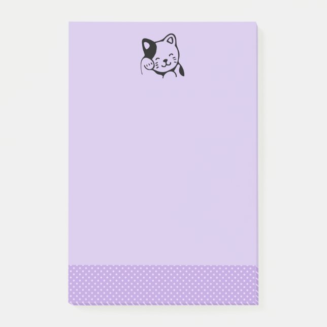 Post-it® Cute noir et blanc Kitty Chat Waving Bonjour (Devant)