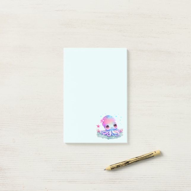 Post-it® Cute Octopus Sea Creator (Sur un bureau)