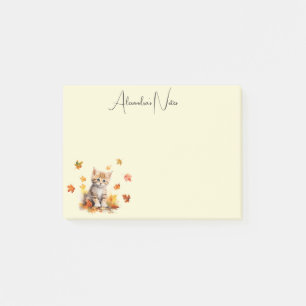 Post-it® Cute Orange Tabby Kitten dans les feuilles d'autom