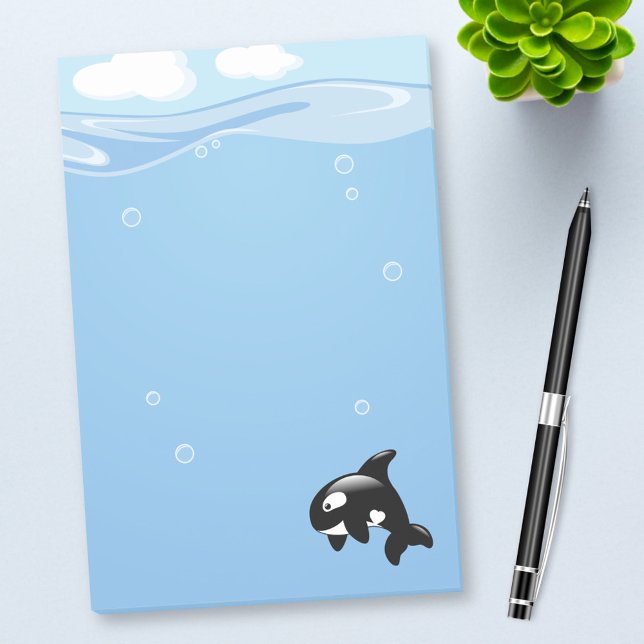Post-it® Cute Orca Whale en Océan Bleu clair (Créateur téléchargé)