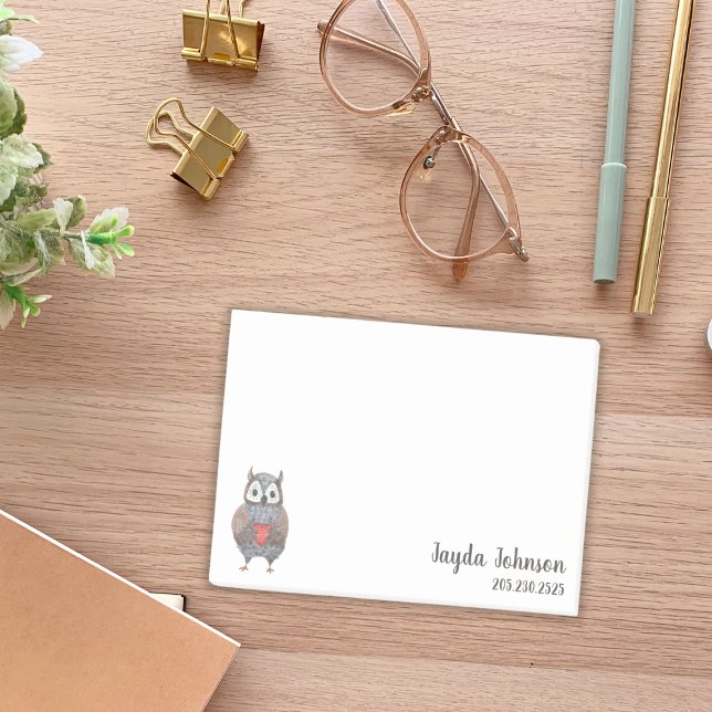 Post-it® Cute Owl Ajouter vos informations (Créateur téléchargé)