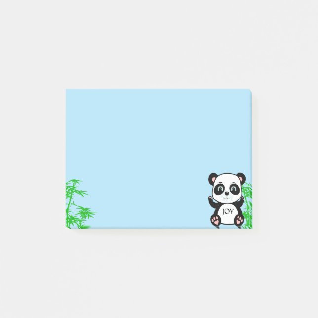 Post-it® Cute Panda Bear & Bamboo sur fond bleu clair (Devant)