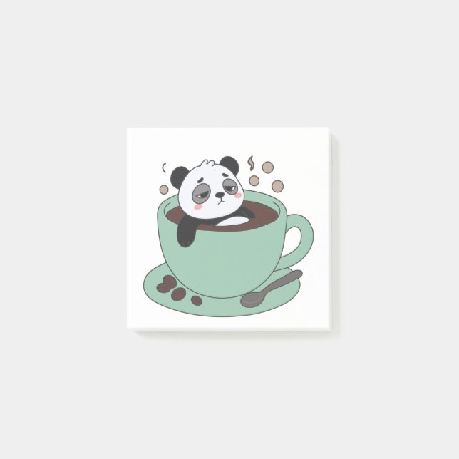 Post-it® Cute Panda In Coffee Cup Coffee Lover Gift (Devant)