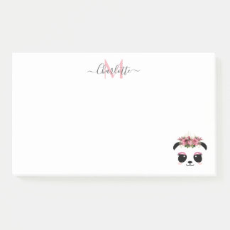 Post-it® Cute panda ours floral personnalisé monogramme 