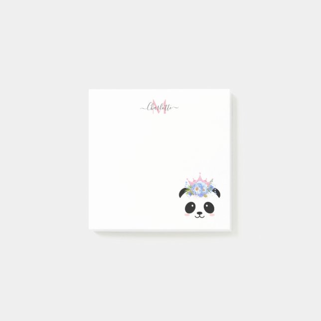Post-it® Cute panda ours princesse monogramme personnalisé  (Devant)