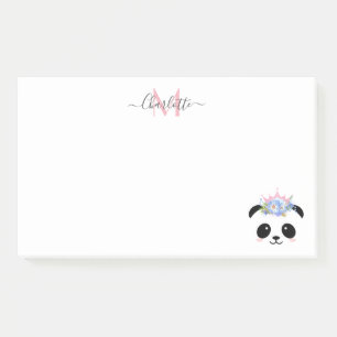 Post-it® Cute panda ours princesse monogramme personnalisé