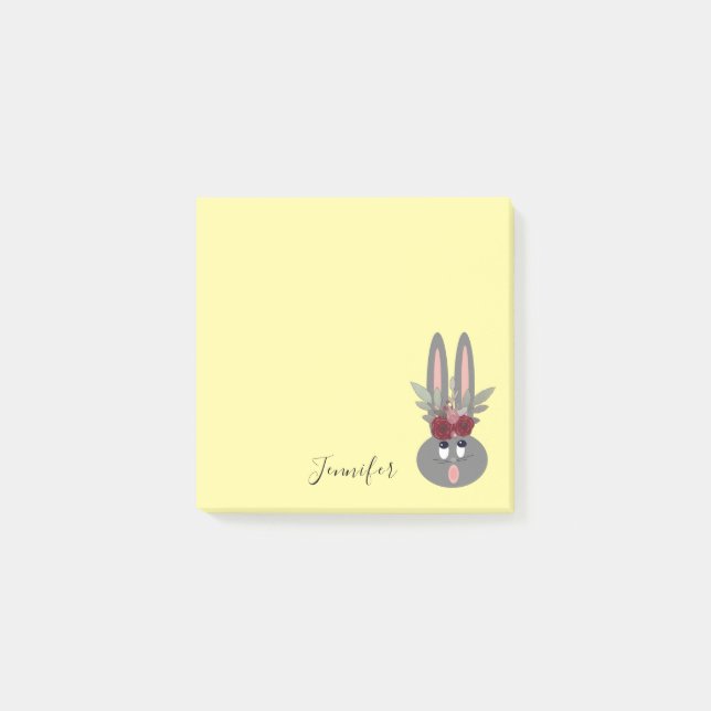 Post-it® Cute Peeping Bunny de Pâques Jaune Personnalisé (Devant)