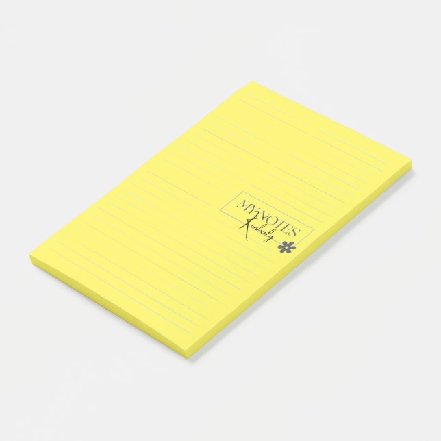Post-it® Cute Personalized Lined Simple Modern Yellow (Incliné)