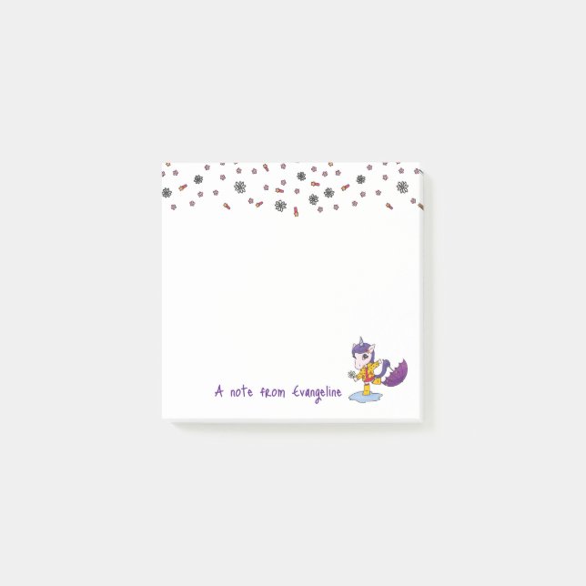 Post-it® Cute personnalisée et simple licorne florale (Devant)