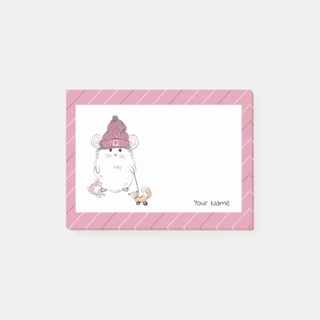 Post-it® Cute Petit Hamster Rose Personnalisé (Devant)