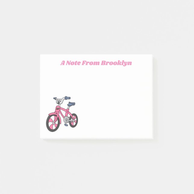 Post-it® Cute pink kids bicycle cartoon illustration (Devant)