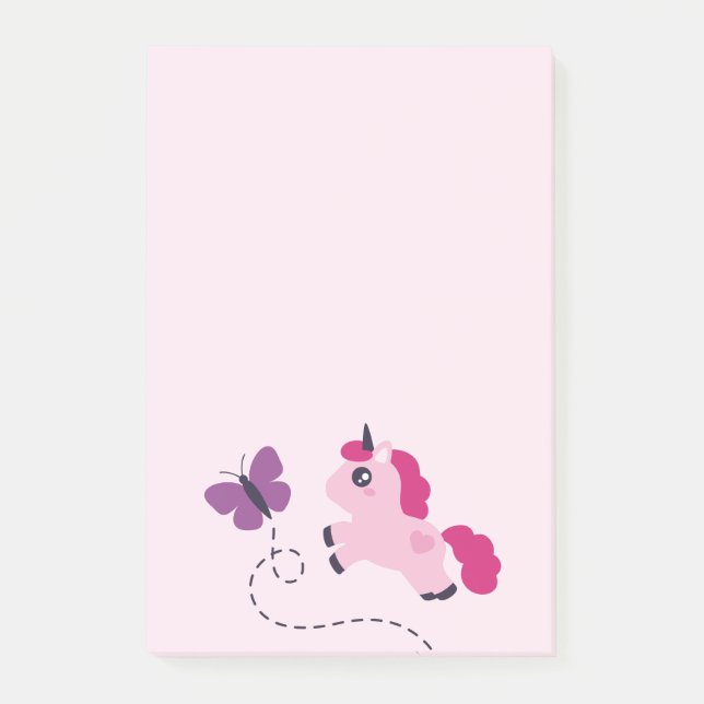 Post-it® Cute Pink Unicorn avec un Papillon (Devant)