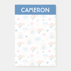 Post-it® Cute Rainbow Hearts & Clouds Motif