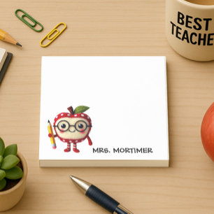 Post-it® Cute Red Apple Holding Yellow Pencil Enseignant 3