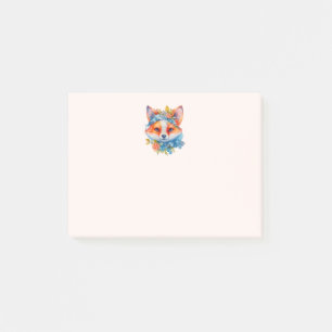 Post-it® Cute Renard orange avec Couronne florale